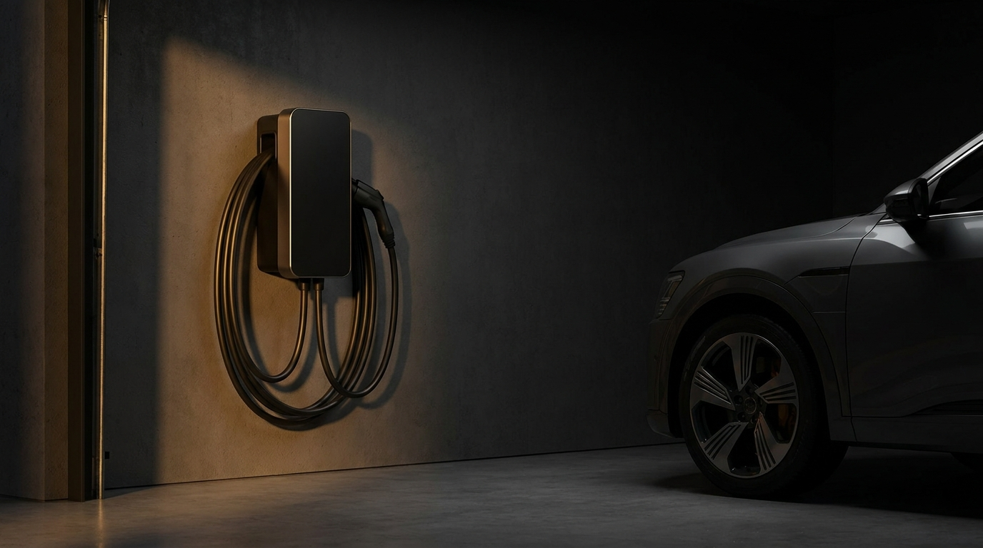 Level 2 EV wall charger installed in a modern Charlotte garage